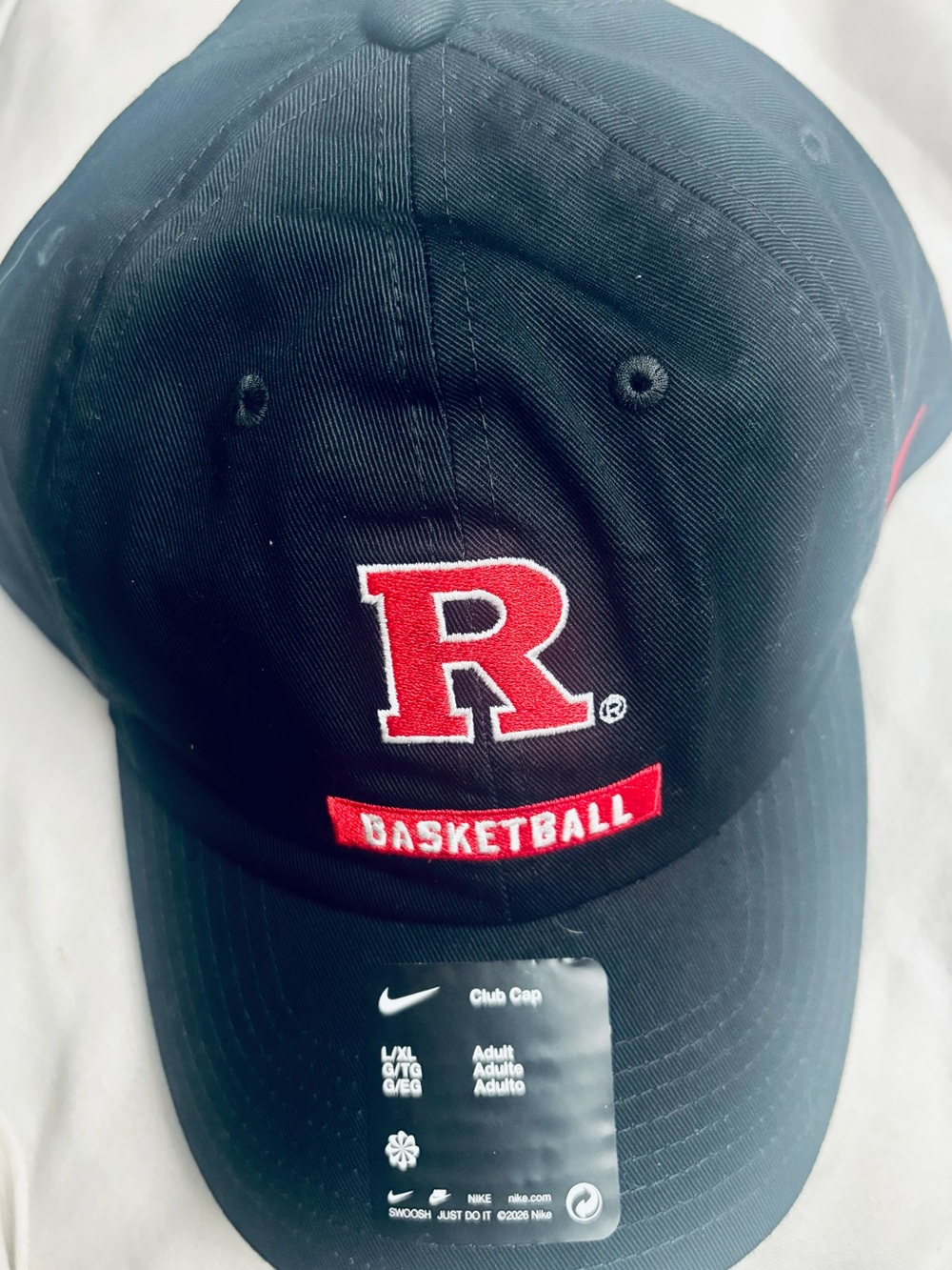 Nike Black Hat with Red 'R' Basketball Embroidery L/xl